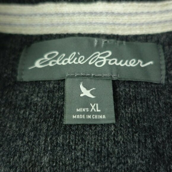 Eddie Bauer Men's XL Cotton  Mock Turtleneck Striped Gray Sweater - Picture 3 of 5